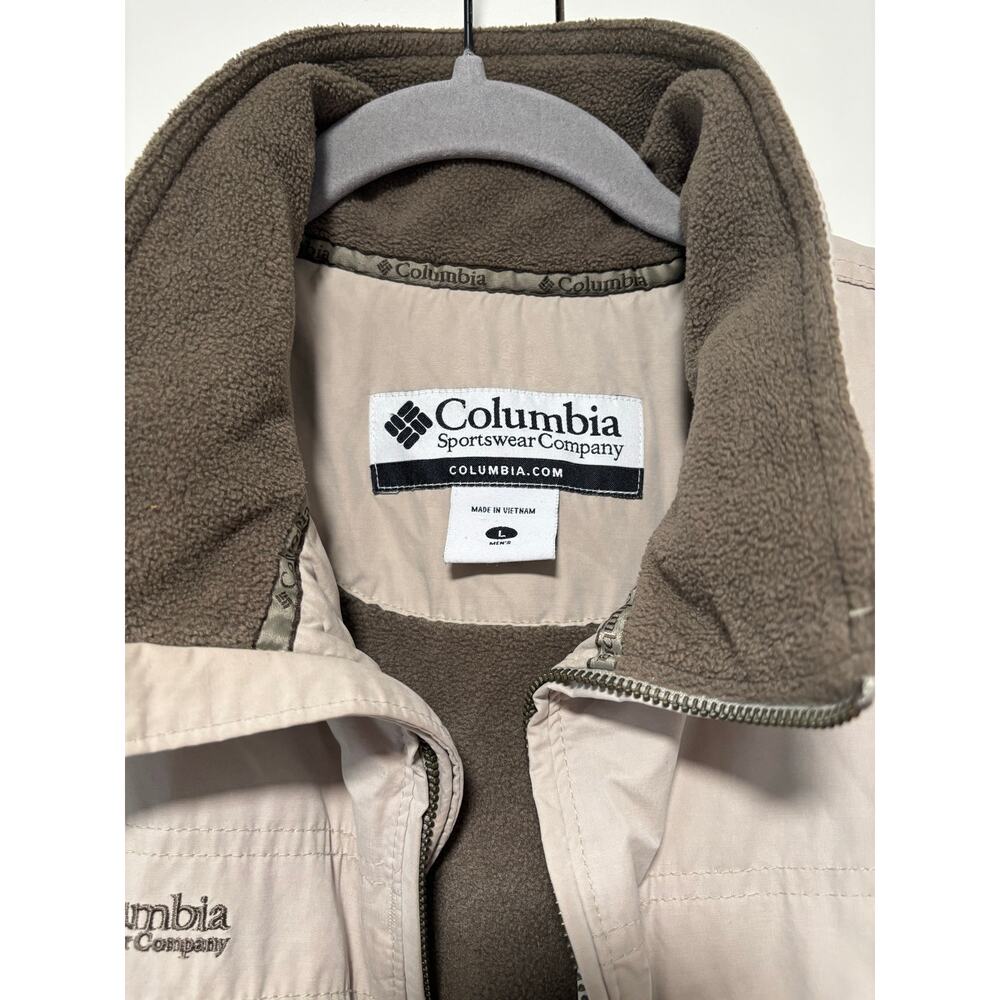 Columbia Men’s L Fleece Lined Jacket Beige Full Zip Outdoor Coat Winter Large - Picture 3 of 10